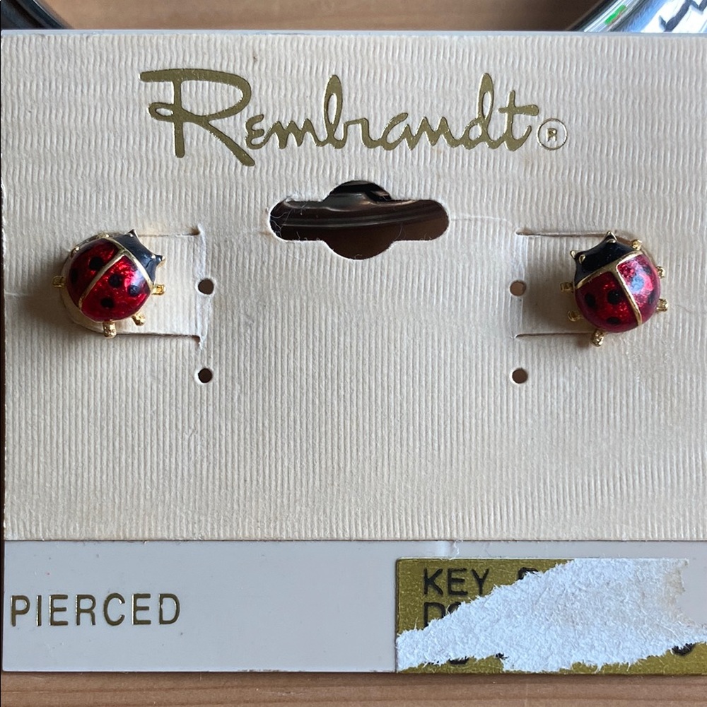 Vintage Enamel Ladybug Earrings
